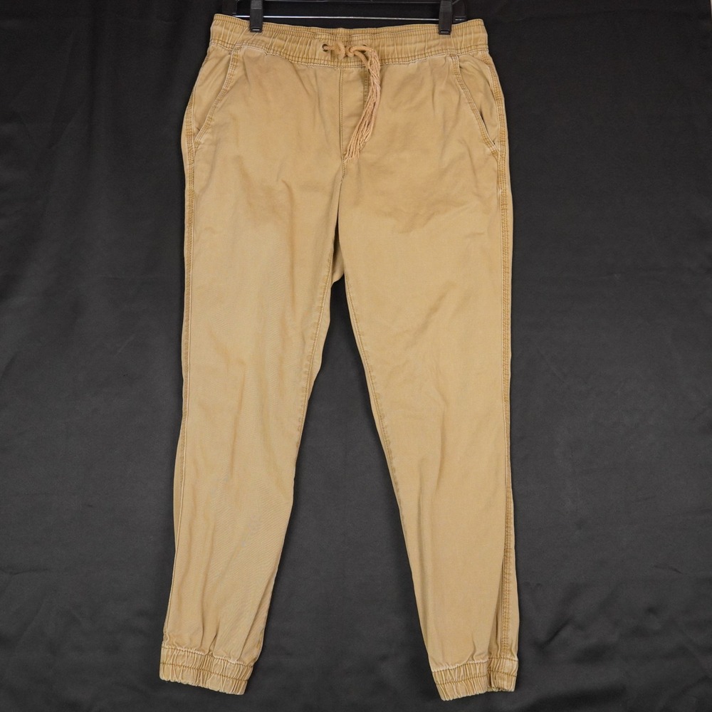 American Rag Jogger Pants Mens Small Tan Khaki Casual Drawstring 100% Cotton